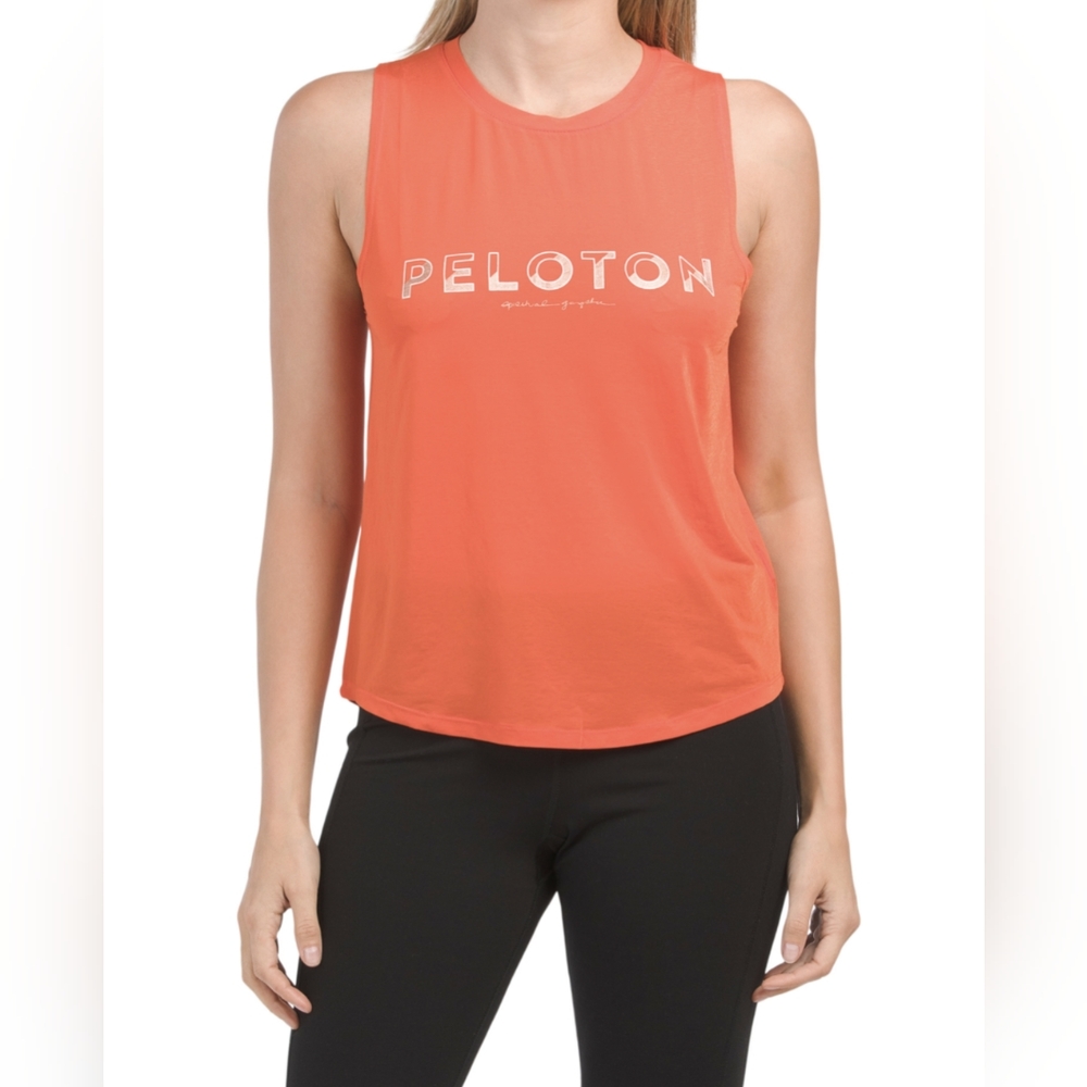 New w Tags Peloton Spiritual Gangster Orange Cycle Workout tank top shirt Small